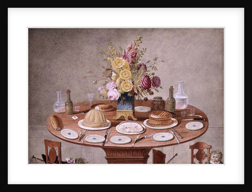 PD.869-1973 Still Life with a Vase of Flowers on a Table Set for a Meal, c.1810 by Jean-Louis Prevost