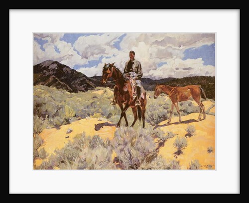 Indian on Horseback with Colt, c.1930 by Walter Ufer