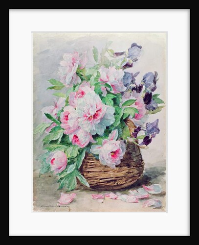 Irises and Peonies in a Basket by Madeleine Lemaire