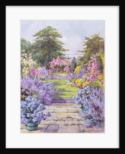 The Flagstone Path in a Summer Garden by Edith Alice (fl.1900-40) Andrews