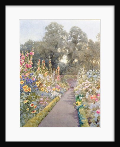 Garden Path with Hollyhocks and Poppies by Blanche Baker