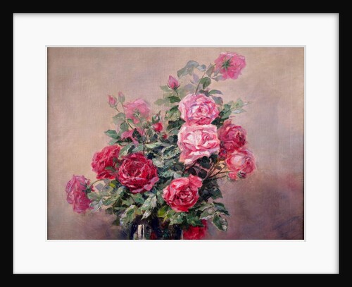 A Bowl of Red and Pink Roses by French School
