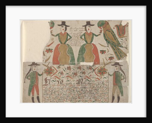 Birth and Baptism Certificate for Anna Margräta Willeman, Fraktur Painting, c.1810 by American School