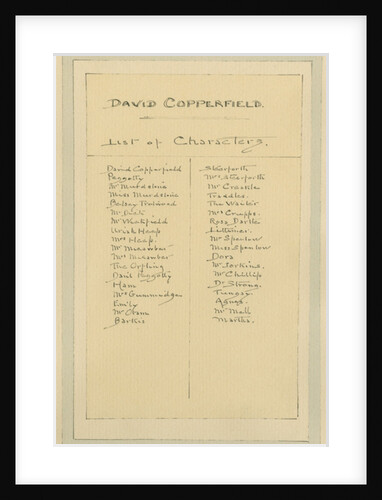 List of Characters, c.1920s by Joseph Clayton Clarke