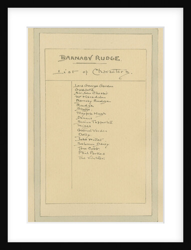 List of Characters for Barnaby Rudge, c.1920s by Joseph Clayton Clarke