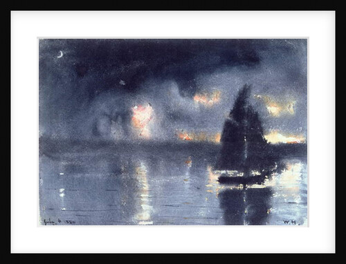 Sailboat and Fourth of July Fireworks, 1880 by Winslow Homer