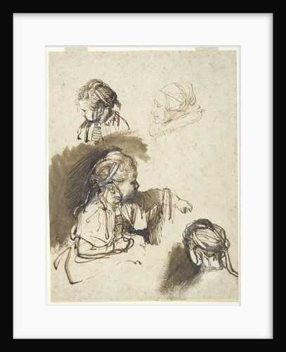 Three Studies of a Child and One of an Old Woman by Rembrandt Harmensz. van Rijn