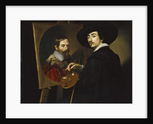 Self portrait with easel by Nicolas Regnier