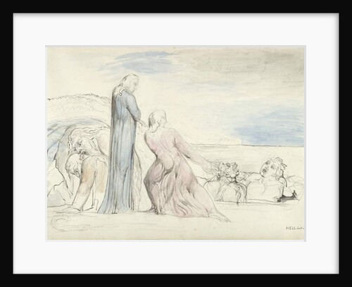 Dante seizing the Traitor Bocca by the Hair by William Blake