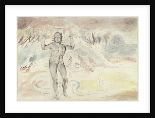 Donati transformed into a serpent; Francesco de'Cavalcanti retransformed into a man by William Blake