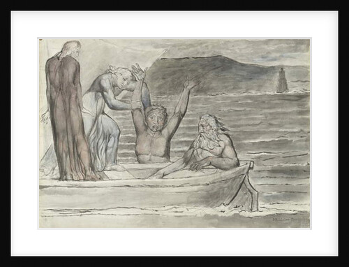 Dante and Virgil in the Skiff of Phlegyas are hailed by Filippo Argenti by William Blake