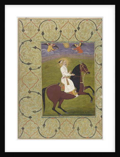 Equestrian portrait of Shahjahan, detached album folio, 1750-1770 by School Mughal