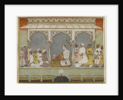 A reading of the Qur'an at court, Album folio with painting, mid-18th century by Indian School