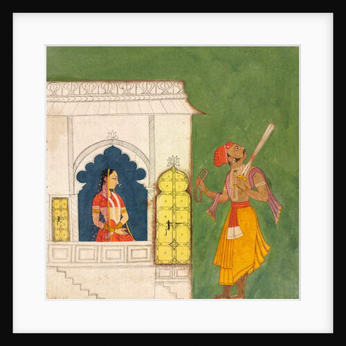 A woman gazing at a warrior, c.1680 by Indian School