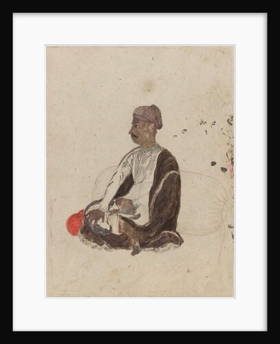 Figure of seated man by Indian School