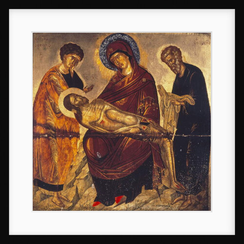 The Virgin with the Dead Christ and Saints John the Evangelist and Joseph of Arimathea, late 15th century by School Cretan