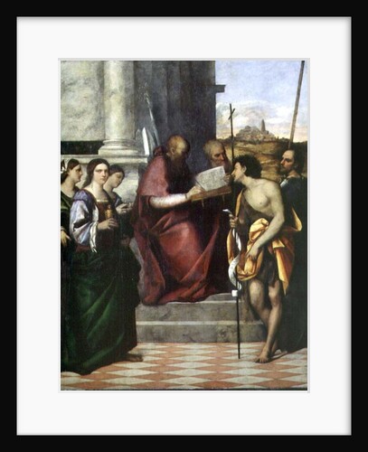 St. John Chrysostomos with SS. Paul, Liberalis, John the Baptist, Cecilia, Catherine and Mary Magdalene, 1509 by Sebastiano del Piombo
