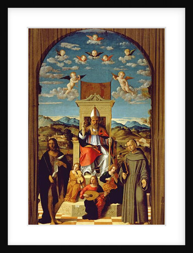 St. Thomas a Becket Enthroned with SS. Francis and John the Baptist 1520 by Girolamo da Santacroce