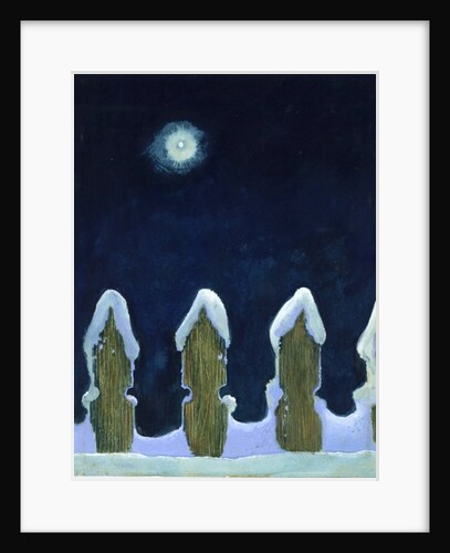 Moonlit Snowy Fence, 1970s by George Adamson