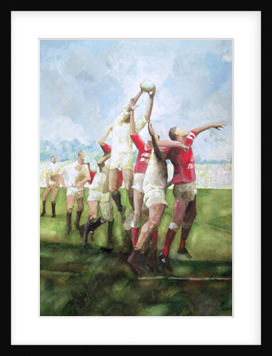 Rugby Match: Llanelli v Swansea, Line Out, 1992 by Gareth Lloyd Ball