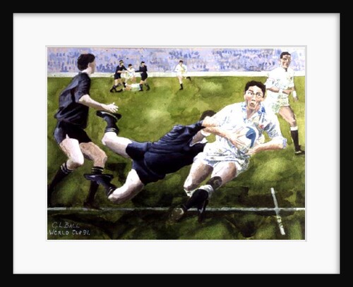 Rugby Match: England v New Zealand in the World Cup, 1991, Rory Underwood being tackled by Gareth Lloyd Ball