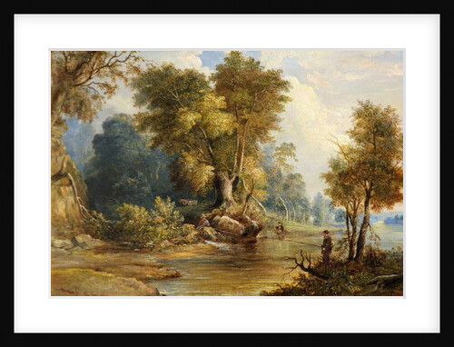 River Scene with Anglers, the Leadon, Gloucestershire, c.1880 by Edward Smith