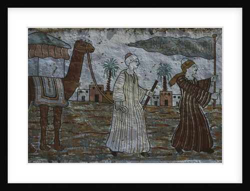 Painted wall depicting men with a camel by Egyptian Egyptian