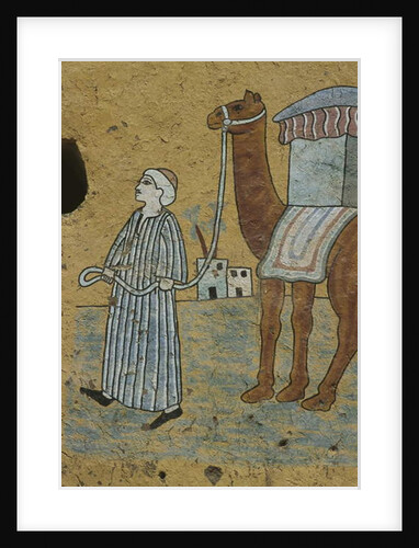 Painted wall depicting a man with a camel by Egyptian Egyptian