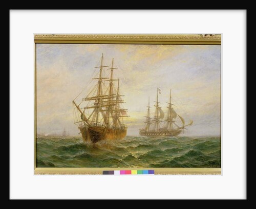 Two Ships Passing at Sunset by Claude T. Stanfield Moore