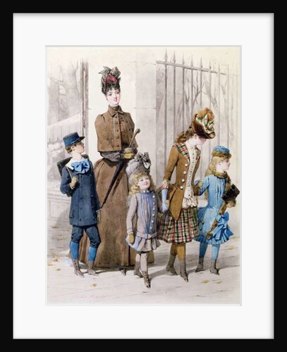 Mother and children in walking dress by Jules David