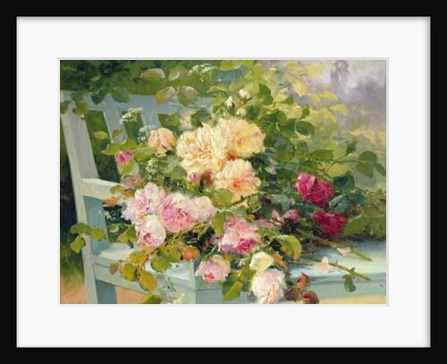 Roses on the bench by Eugene Henri Cauchois