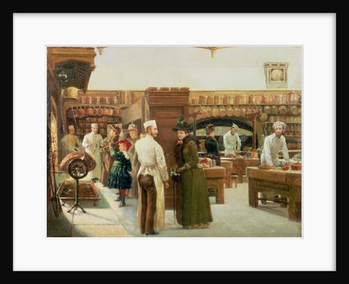 Study of the interior of the kitchen at Windsor Castle with a visit by the Royal Family, 1886 by Frank Watkins