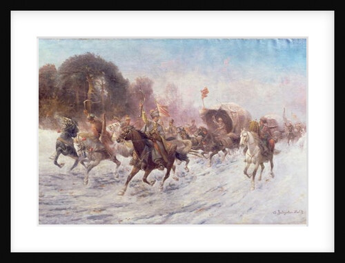 Cossacks in a winter landscape by Anton Baumgartner-Stoiloff