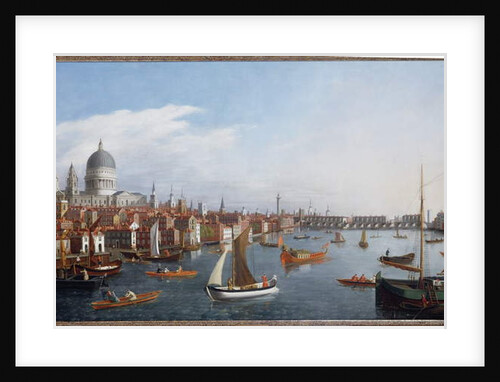 View of the River Thames with St. Paul's and Old London Bridge by William James