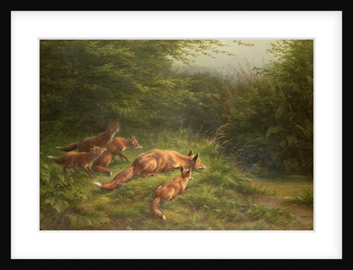 Foxes waiting for the prey by Carl Friedrich Deiker
