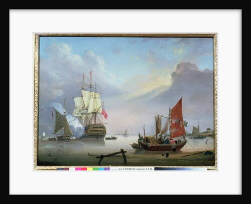 British Man-o'-War off the coast by George Webster