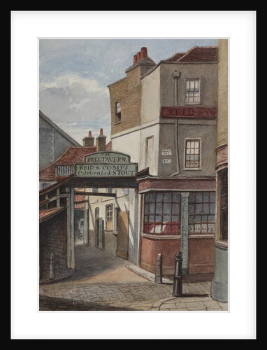 View of Bell Tavern, Addle Hill, showing sign for Reid and Company's celebrated stout, and a kerb post, 1868 by Joseph Thomas Wilson
