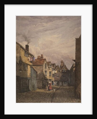 View of a woman and child walking down Crown Court, Bermondsey, c.1825 by W. Barker
