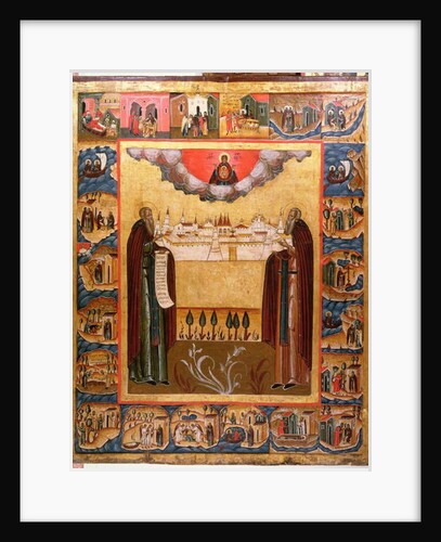 Saints Zosimus and Sabbatheus of Solovetsk with scenes from their lives, 18th century by School Russian