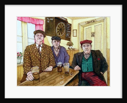 Three Men in a Pub, 1984 by Gillian Lawson