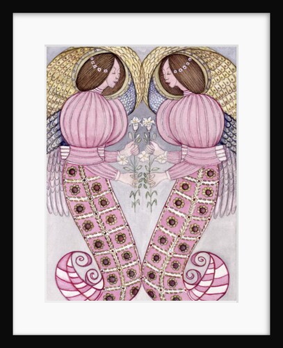 Two angels holding tiger lilies, 1995 by Gillian Lawson