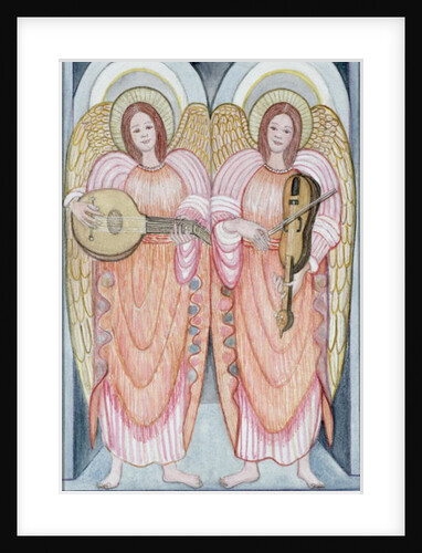 Two angels playing instruments, 1995 by Gillian Lawson