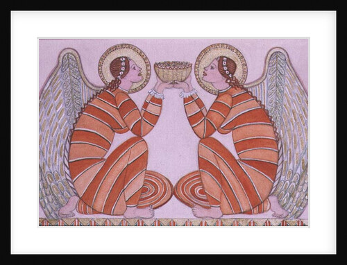 Two angels holding a bowl, 1995 by Gillian Lawson
