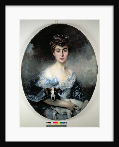 Young Woman with a Dog by Francois Flameng
