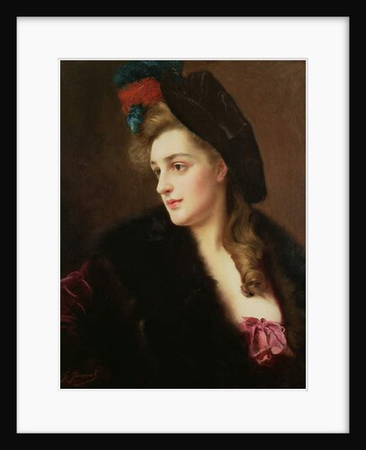 Portrait of a woman in a hat by Gustave Jacquet