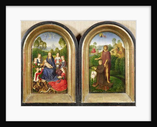 Diptych of Jean du Cellier: The Virgin and Child with Saints and the donor presented by St.John the Baptiste, c.1490 by Hans Memling