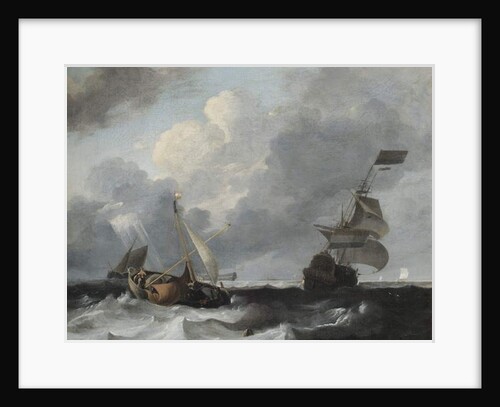 A Storm off the Coast with Men o' War and Fishing Boats by Ludolf I Backhuysen