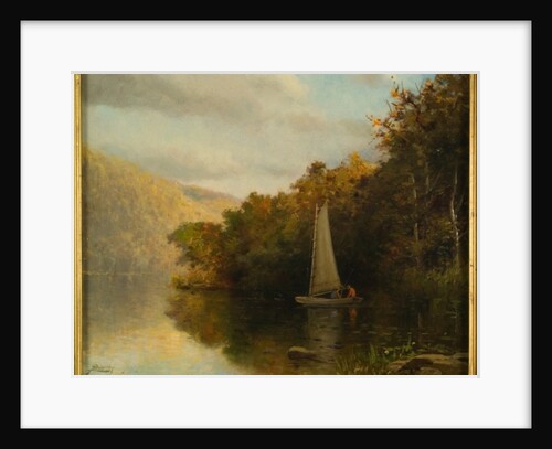 Sailboat on river, c.1875 by Arthur Quartley