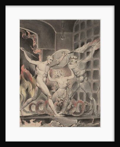 Illustration 2 to Milton's 'Paradise Lost': Satan, Sin, and Death: Satan Comes to the Gates of Hell, 1807 by William Blake