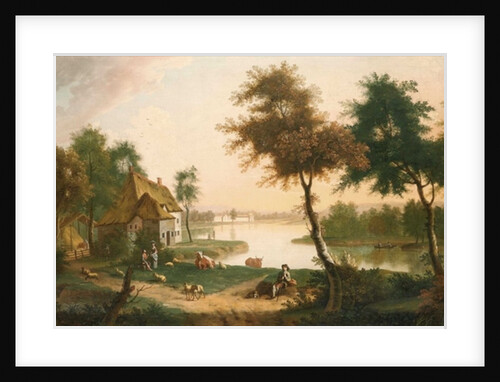 Extensive river landscape with a drover by George of Chichester Smith
